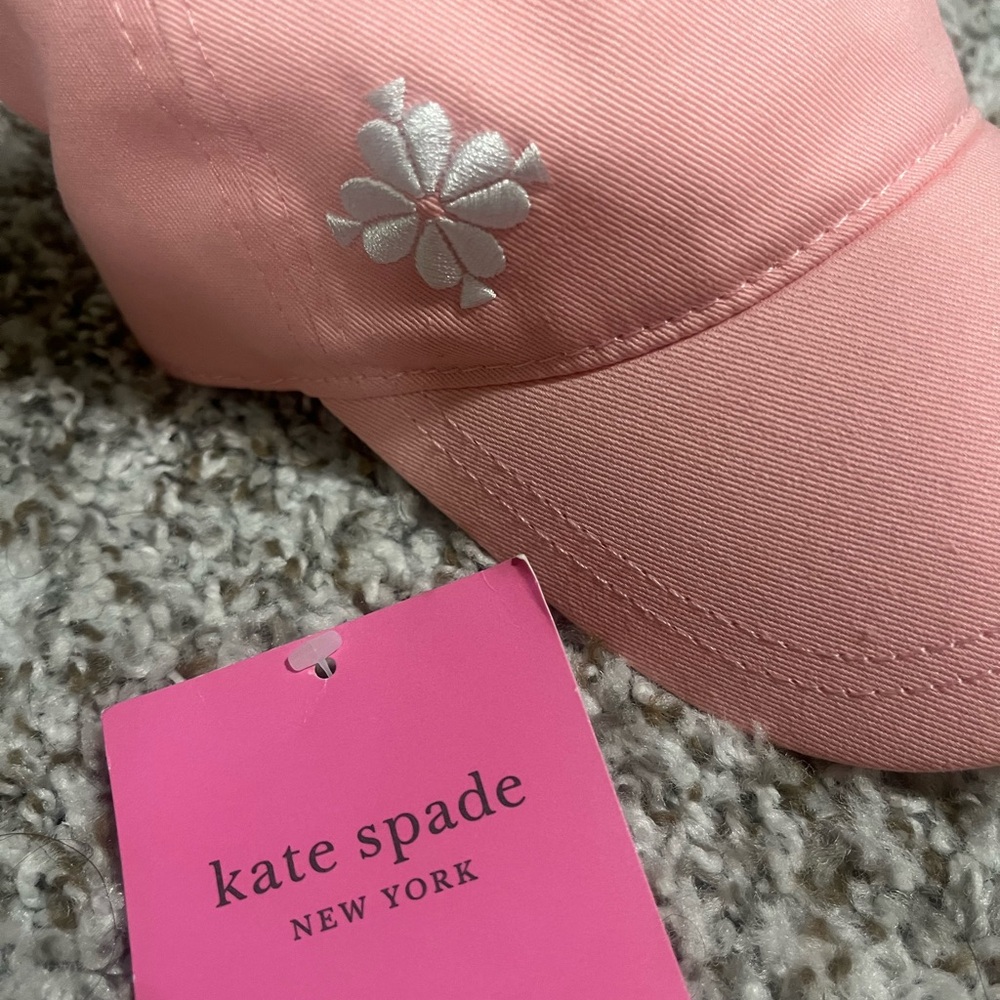 Kate Spade Pink Baseball Cap 
with White Floral Embroidery - Picture 2 of 7
